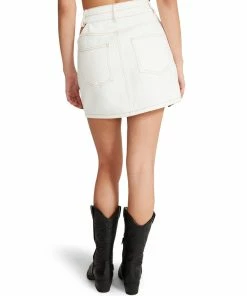 STEVEMADDEN DENIM CUT OUT SKIRT WHITE