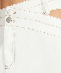 STEVEMADDEN DENIM CUT OUT SKIRT WHITE
