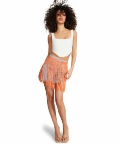 STEVEMADDEN RHINESTONE FRINGE BELT ORANGE Rhinestones