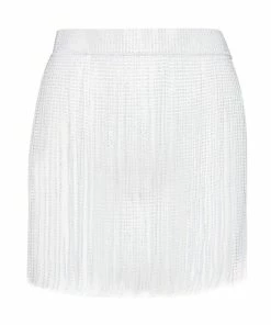 STEVEMADDEN RHINESTONE FRINGE BELT WHITE