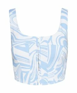 STEVEMADDEN NEW & NOW SWIRL DENIM CORSET BLUE