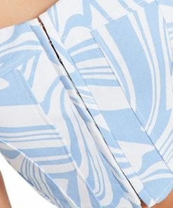 STEVEMADDEN NEW & NOW SWIRL DENIM CORSET BLUE