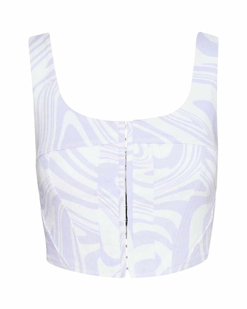 STEVEMADDEN SWIRL DENIM CORSET PURPLE