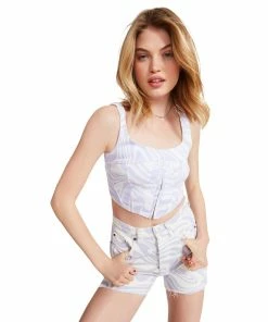 STEVEMADDEN SWIRL DENIM CORSET PURPLE