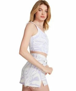 STEVEMADDEN SWIRL DENIM CORSET PURPLE