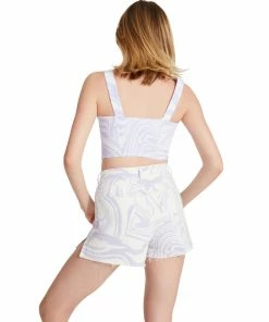 STEVEMADDEN SWIRL DENIM CORSET PURPLE