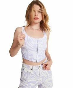 STEVEMADDEN SWIRL DENIM CORSET PURPLE