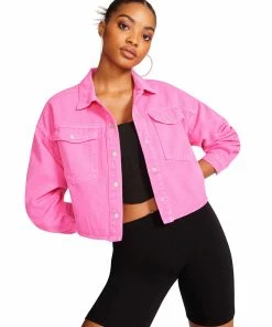 STEVEMADDEN NEW & NOW DENIM JACKET PINK