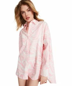 STEVEMADDEN SWIRL BUTTON UP DRESS PINK NEW & NOW