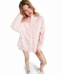 STEVEMADDEN SWIRL BUTTON UP DRESS PINK NEW & NOW