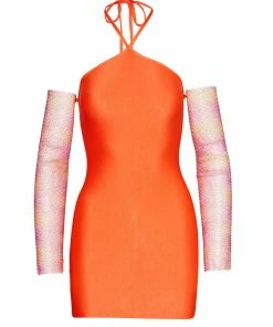 STEVEMADDEN RHINESTONE SLEEVE MINI DRESS ORANGE Shop All