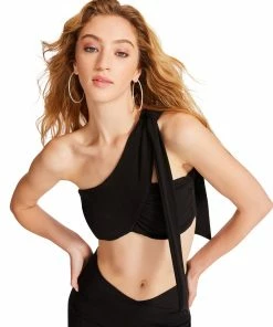 STEVEMADDEN ONE SHOULDER TIE TOP BLACK NEW & NOW