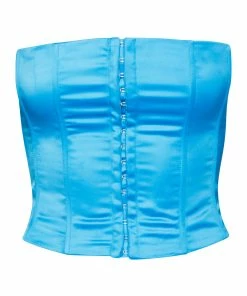 STEVEMADDEN LACE UP CORSET BLUE
