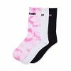 STEVEMADDEN TIE DYE LOGO CREW SOCKS PINK MULTI NEW & NOW