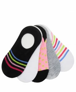 STEVEMADDEN MIXED STRIPE FOOTIES BLACK MULTI NEW & NOW