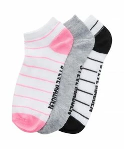 STEVEMADDEN THIN STRIPE ANKLE SOCKS WHITE MULTI NEW & NOW