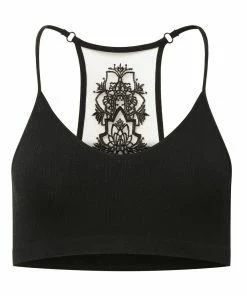 SteveMadden WOMEN'S CLOTHING THE ELLA MESH BRALETTE BLACK +