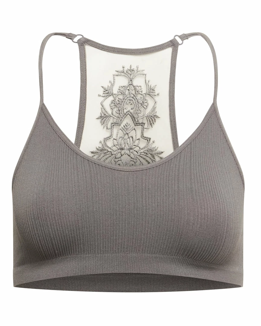 SteveMadden THE ELLA MESH BRALETTE GREY + WOMEN'S CLOTHING
