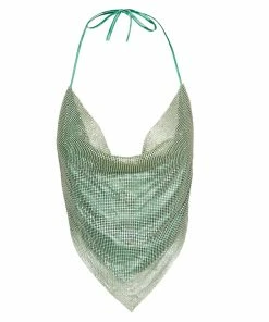 SteveMadden BARELY THERE RHINESTONE HALTER GREEN Rhinestones