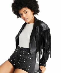 SteveMadden Shop All RHINESTONE DISTRESSED DENIM SHORTS BLACK