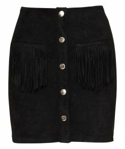 SteveMadden WESTWORLD FRINGE SKIRT BLACK
