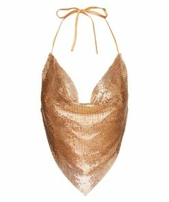 SteveMadden BARELY THERE METAL HALTER TOP GOLD Rhinestones