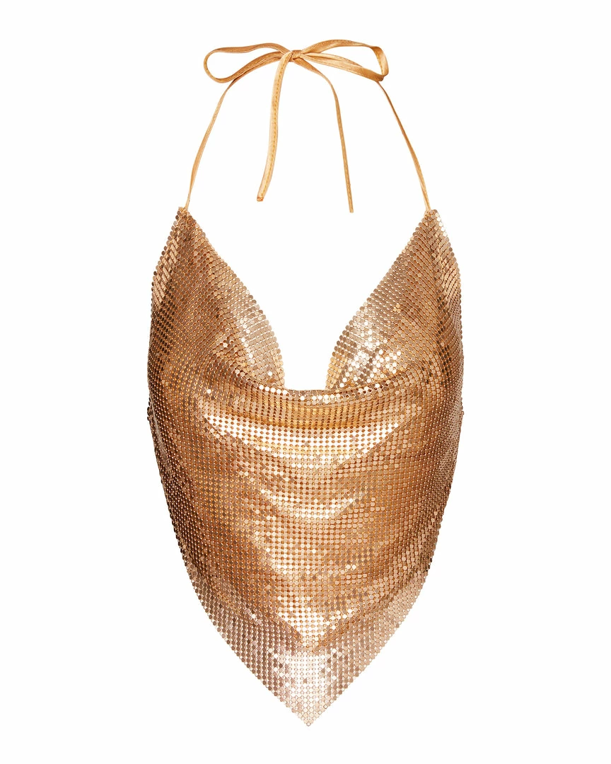 SteveMadden BARELY THERE METAL HALTER TOP GOLD Rhinestones