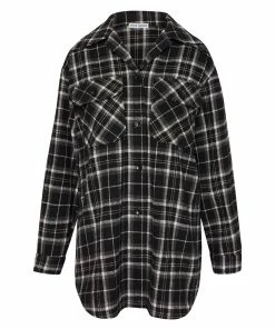SteveMadden Shop All OVERSIZED PLAID FLANNEL BLACK
