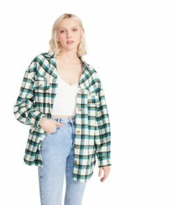 SteveMadden PLAID BUTTON DOWN GREEN