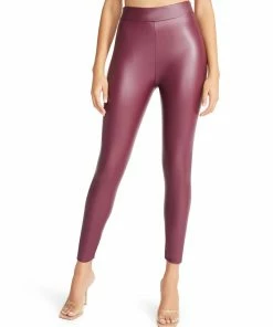 SteveMadden FAUX LEATHER LEGGINGS BURGUNDY