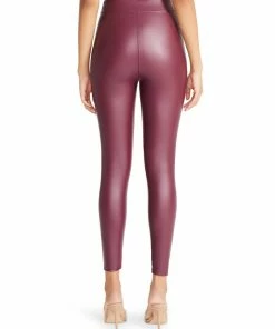 SteveMadden FAUX LEATHER LEGGINGS BURGUNDY