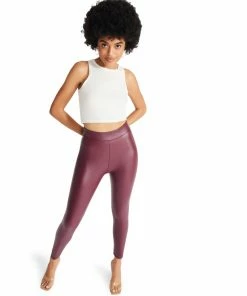 SteveMadden FAUX LEATHER LEGGINGS BURGUNDY
