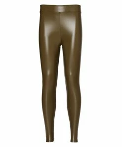 SteveMadden Y2K VIBES FAUX LEATHER LEGGINGS OLIVE