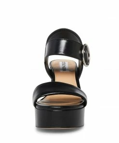 SteveMadden BLOOME BLACK LEATHER WOMEN’S SHOES