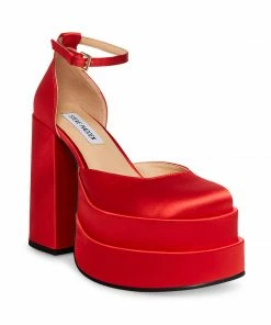 SteveMadden CHARLIZE RED SATIN WOMEN’S SHOES