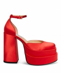 SteveMadden CHARLIZE RED SATIN WOMEN’S SHOES