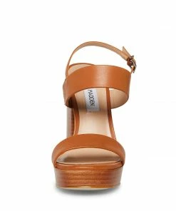 SteveMadden IESHA COGNAC LEATHER WOMEN’S SHOES