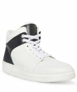 STEVEMADDEN NEW & NOW MICC WHITE BLACK LEATHER