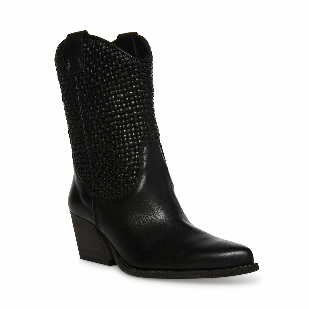 SteveMadden SADDLE BLACK LEATHER WOMEN’S SHOES