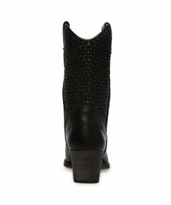 SteveMadden SADDLE BLACK LEATHER WOMEN’S SHOES