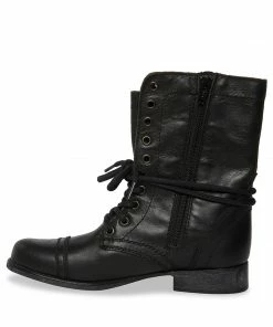 SteveMadden WOMEN’S SHOES TROOPA BLACK LEATHER