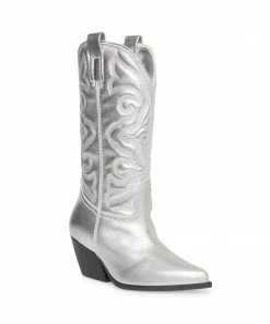 SteveMadden WOMEN’S SHOES WEST SILVER LEATHER