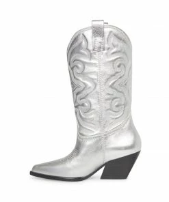 SteveMadden WOMEN’S SHOES WEST SILVER LEATHER