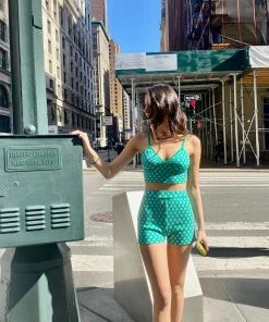 STEVEMADDEN KNIT CROP SET GREEN WOMEN'S CLOTHING