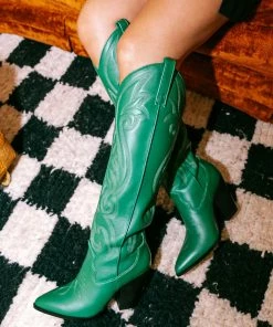 STEVEMADDEN WOMEN’S SHOES LASSO GREEN LEATHER